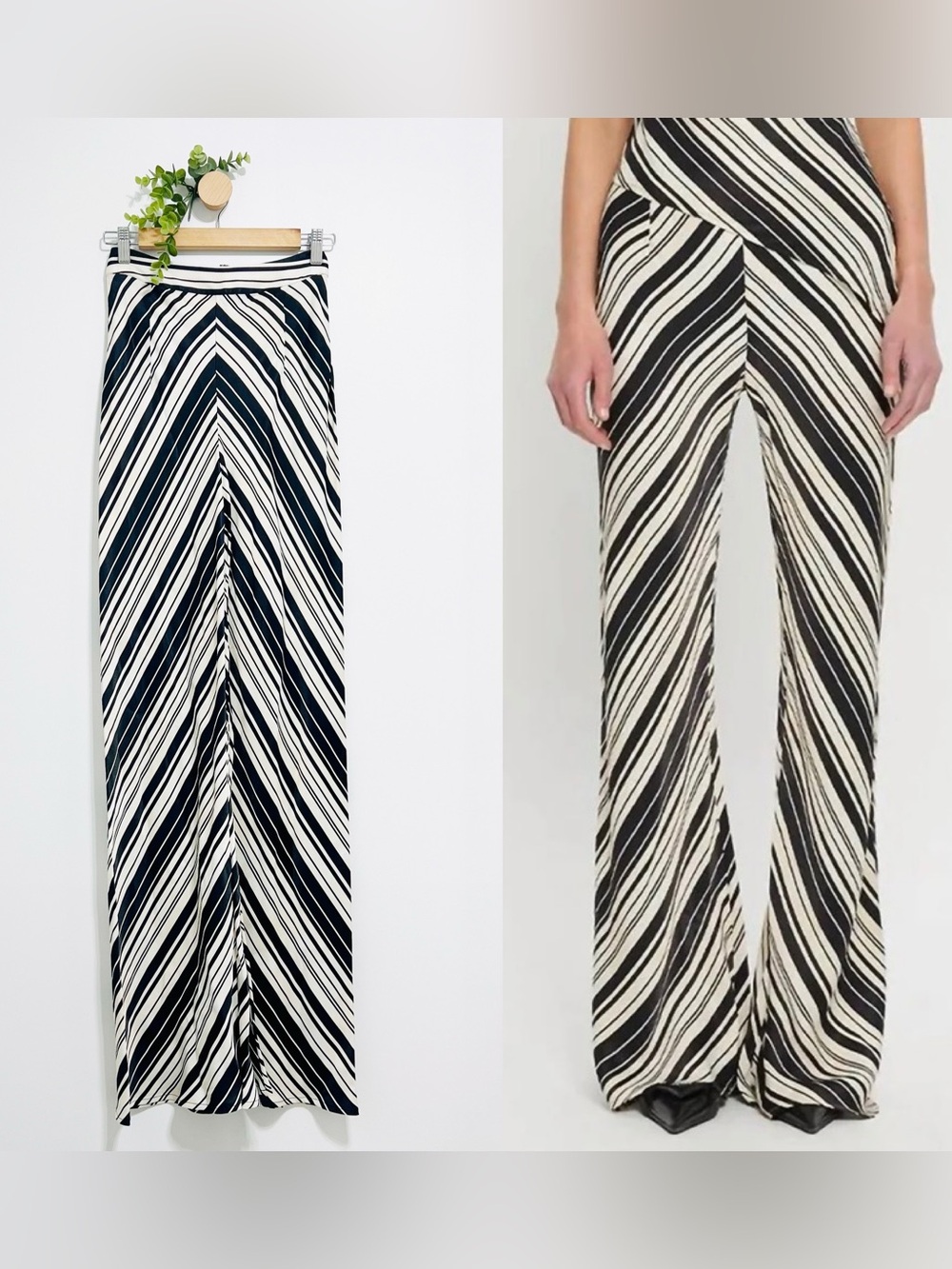 KIVARI NWT Ivory Black Sara Bias Pant